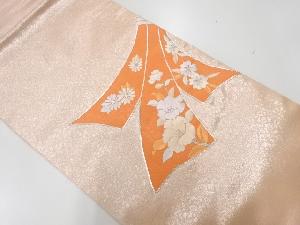 リサイクル　束ね熨斗に椿模様刺繍名古屋帯